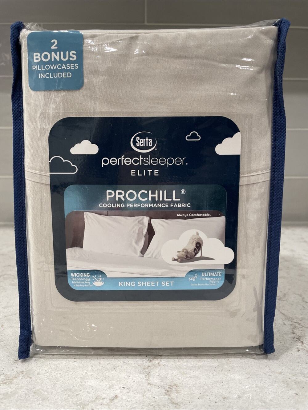 6 Piece KING Taupe Serta Perfect Sleeper Elite Prochill Cooling Fabric Sheet Set